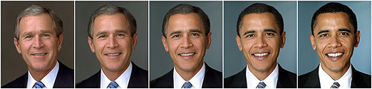 [Bush to Obama morph photo (Posted by Peggy Wang on BuzzFeed)] 